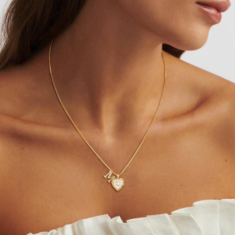 HeartLuxe – Personalized Initial Micro-Pave Necklace