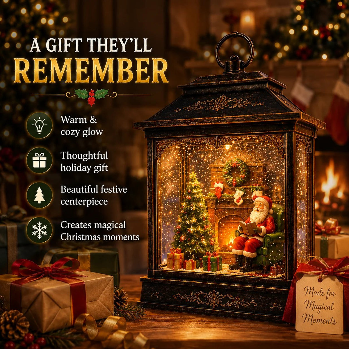 FrostGlow – Santa Magical Fireplace Lantern