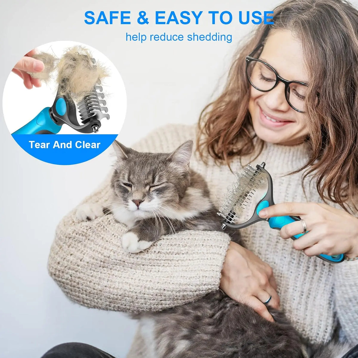 FurLuxe – Dual-Sided Pet Deshedding & Detangling Brush