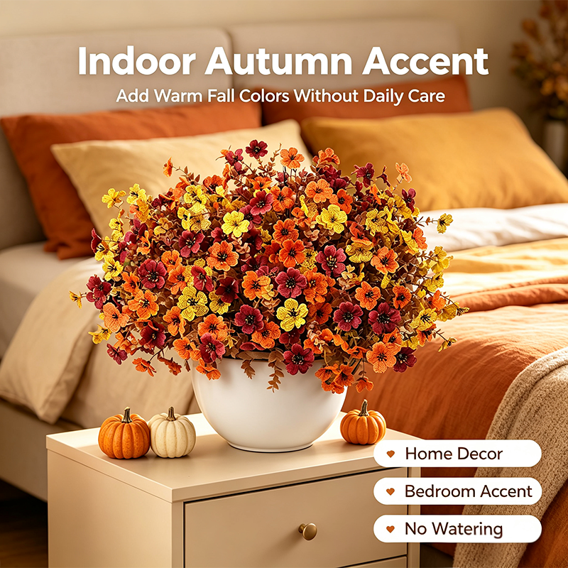 HarvestLoom – 12-Piece UV-Resistant Autumn Flower Bouquet