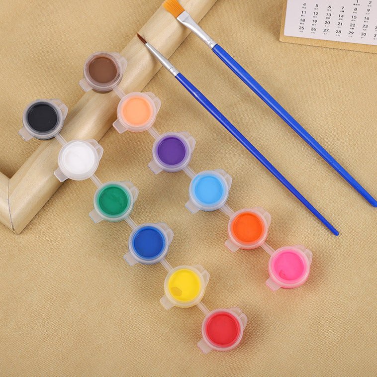 Acrylic paint set and brushes for the wooden painting kit