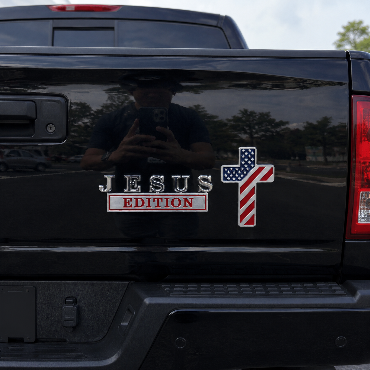 ✝Blessed Jesus Edition Cross Emblem Metal Badge
