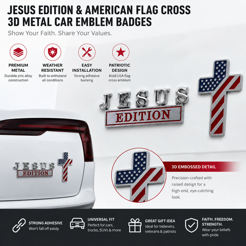 ✝Blessed Jesus Edition Cross Emblem Metal Badge
