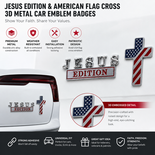 ✝Blessed Jesus Edition Cross Emblem Metal Badge
