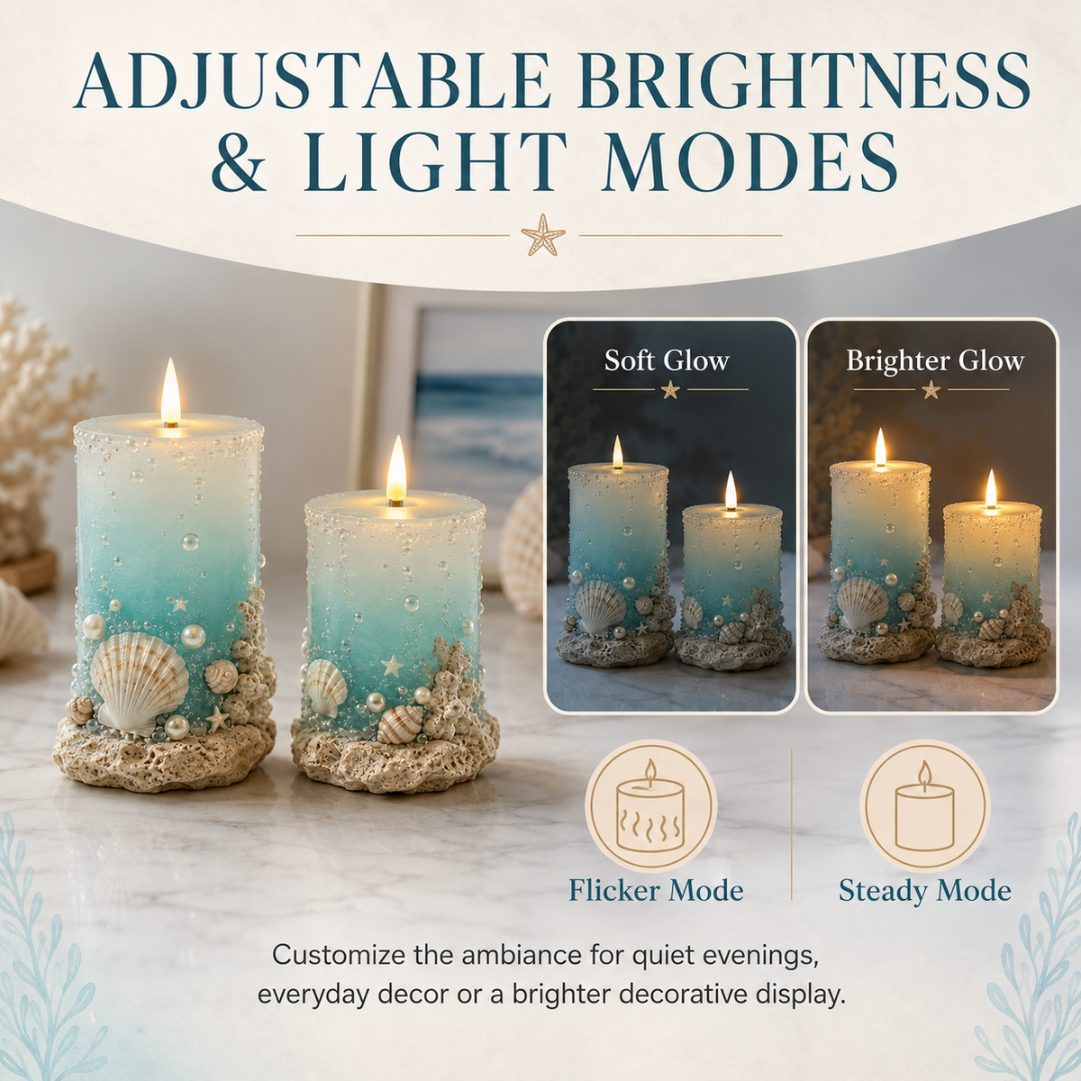 OceanNest – Coastal Decorative Candle Set