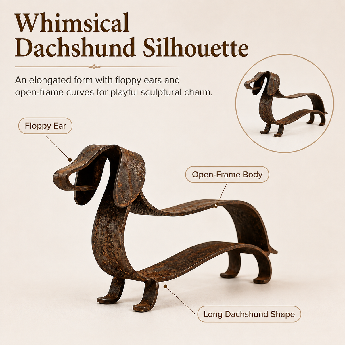 RustyDox – Rustic Dachshund Decorative Statue