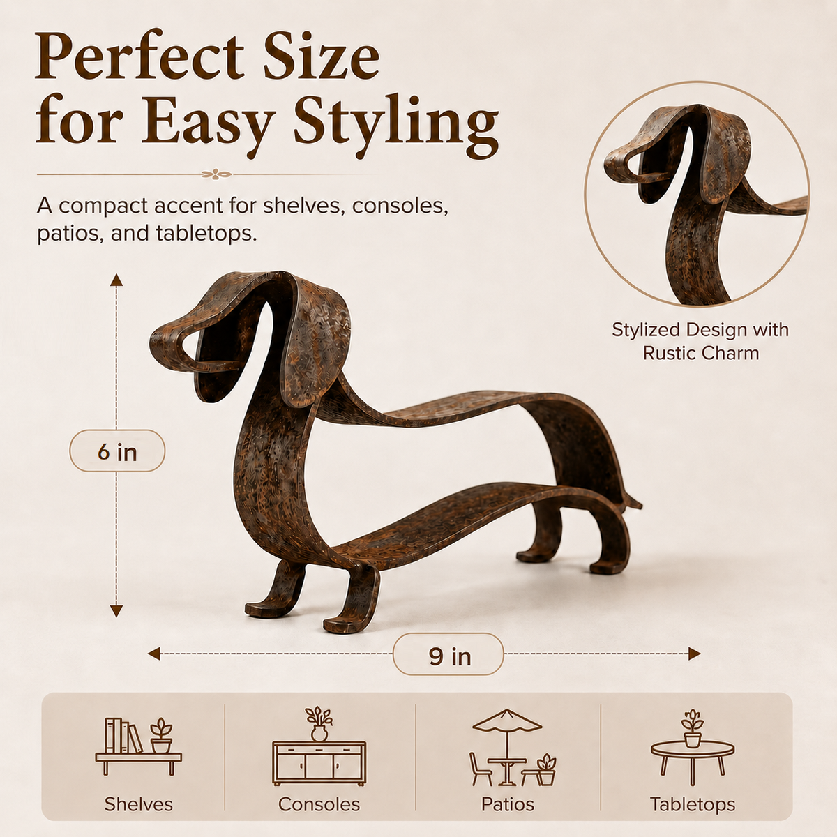 RustyDox – Rustic Dachshund Decorative Statue