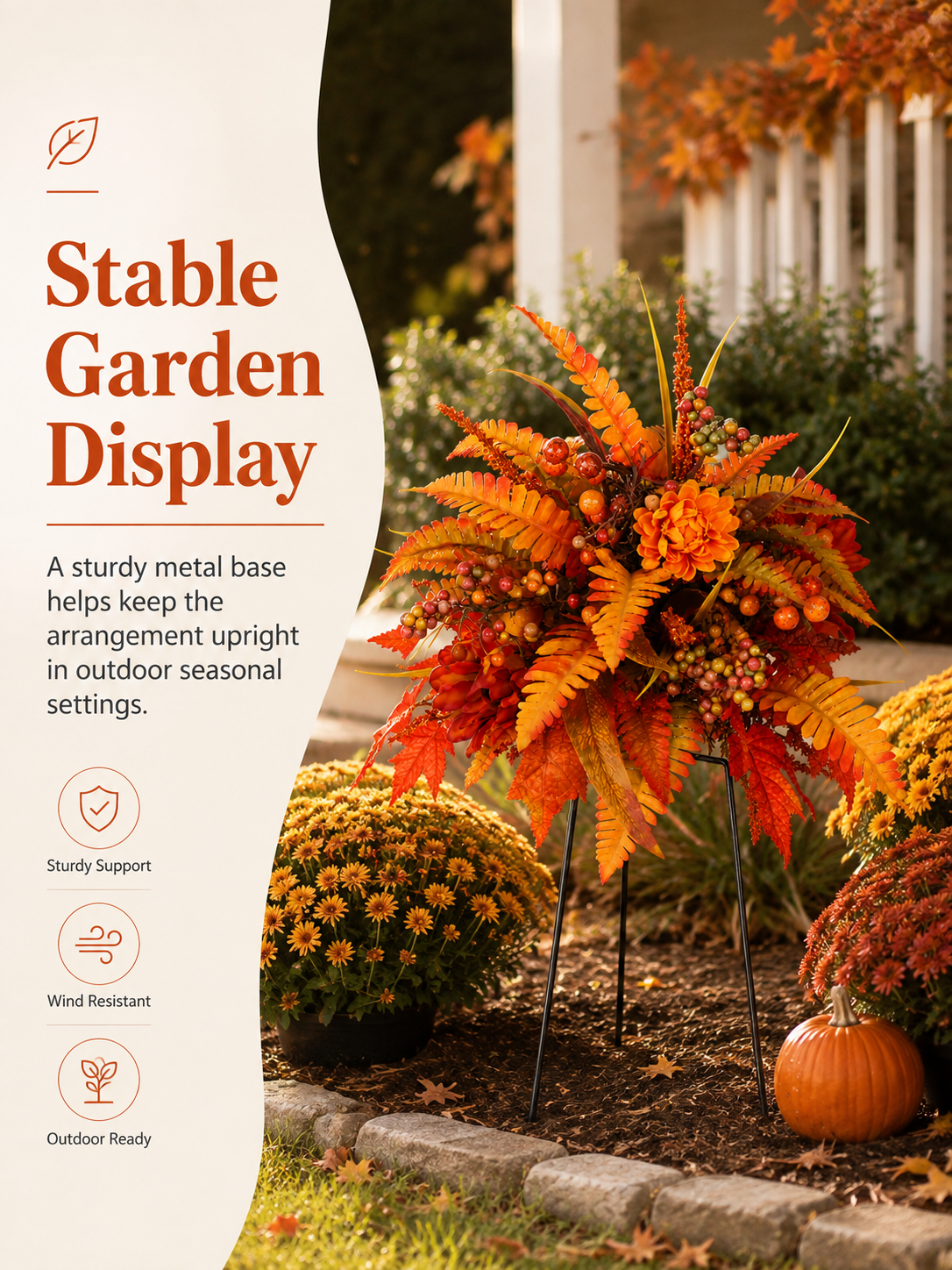 AutumnCharm – Decorative Fall Floral Garden Stake