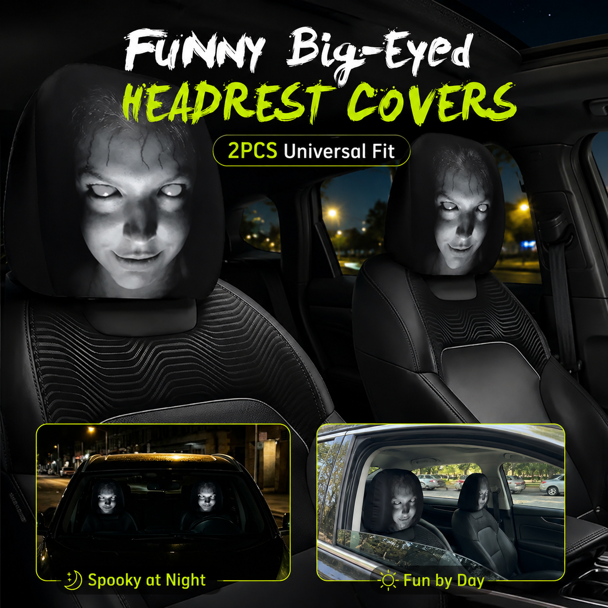 GoofyRide – Funny Cartoon Headrest Cover Set