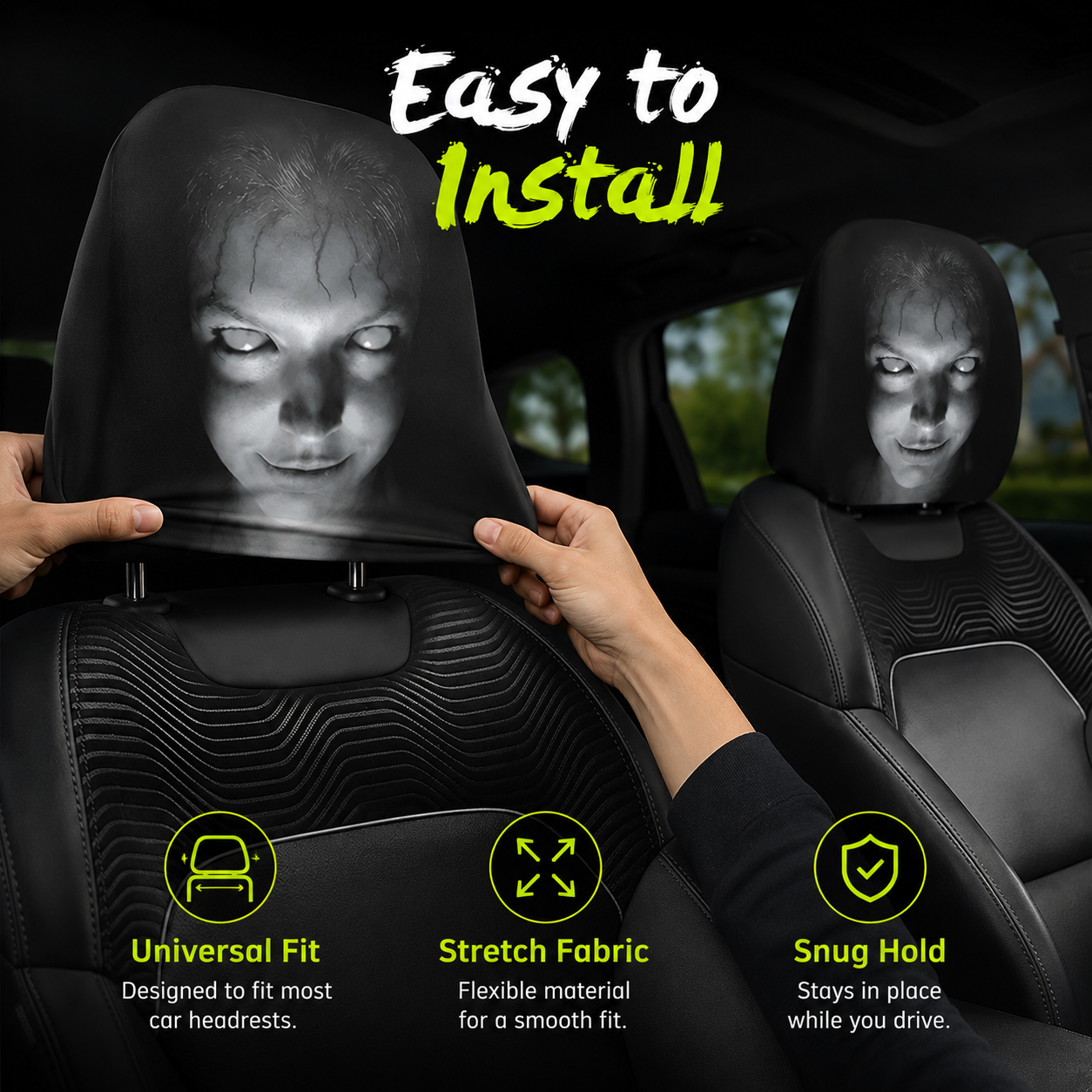 GoofyRide – Funny Cartoon Headrest Cover Set