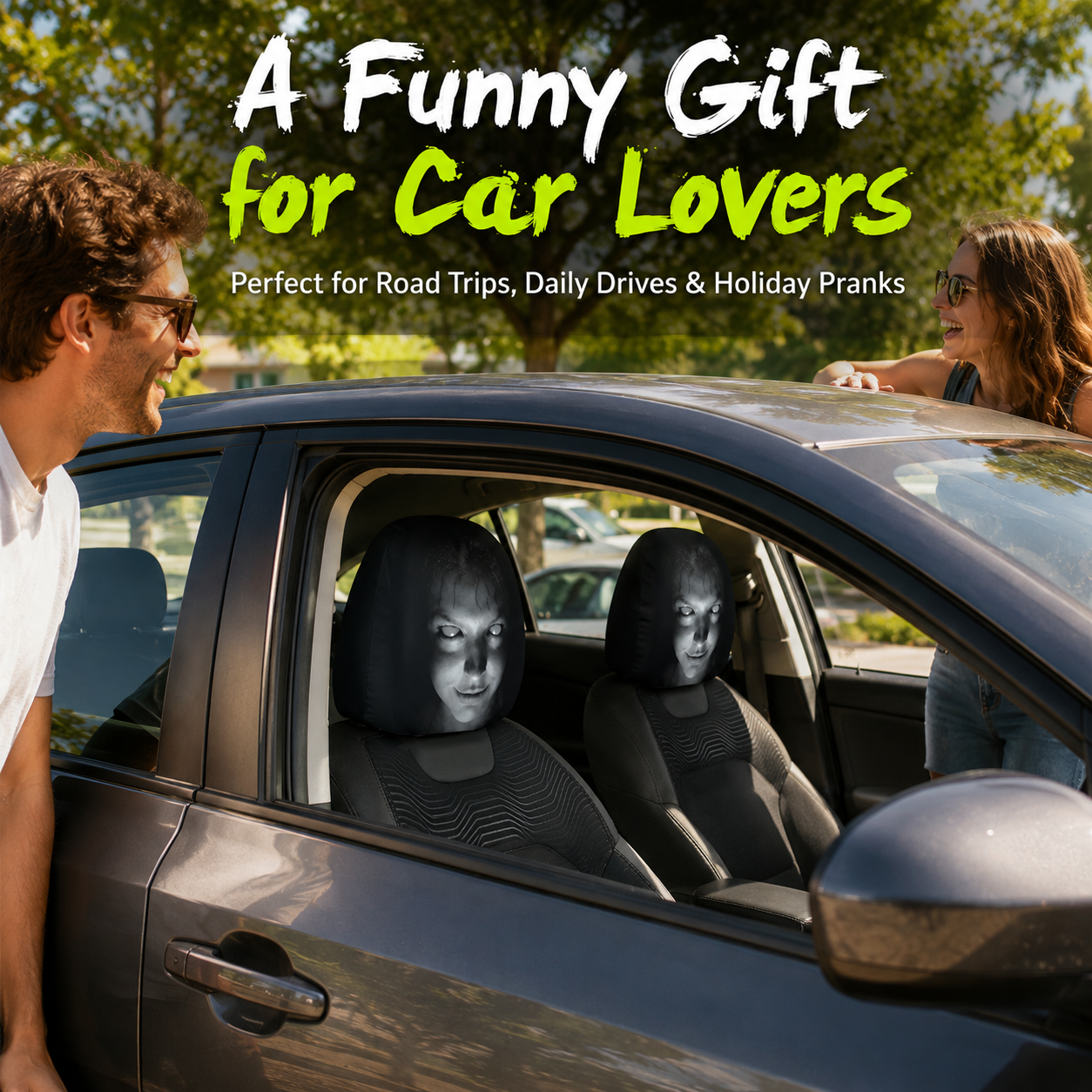 GoofyRide – Funny Cartoon Headrest Cover Set