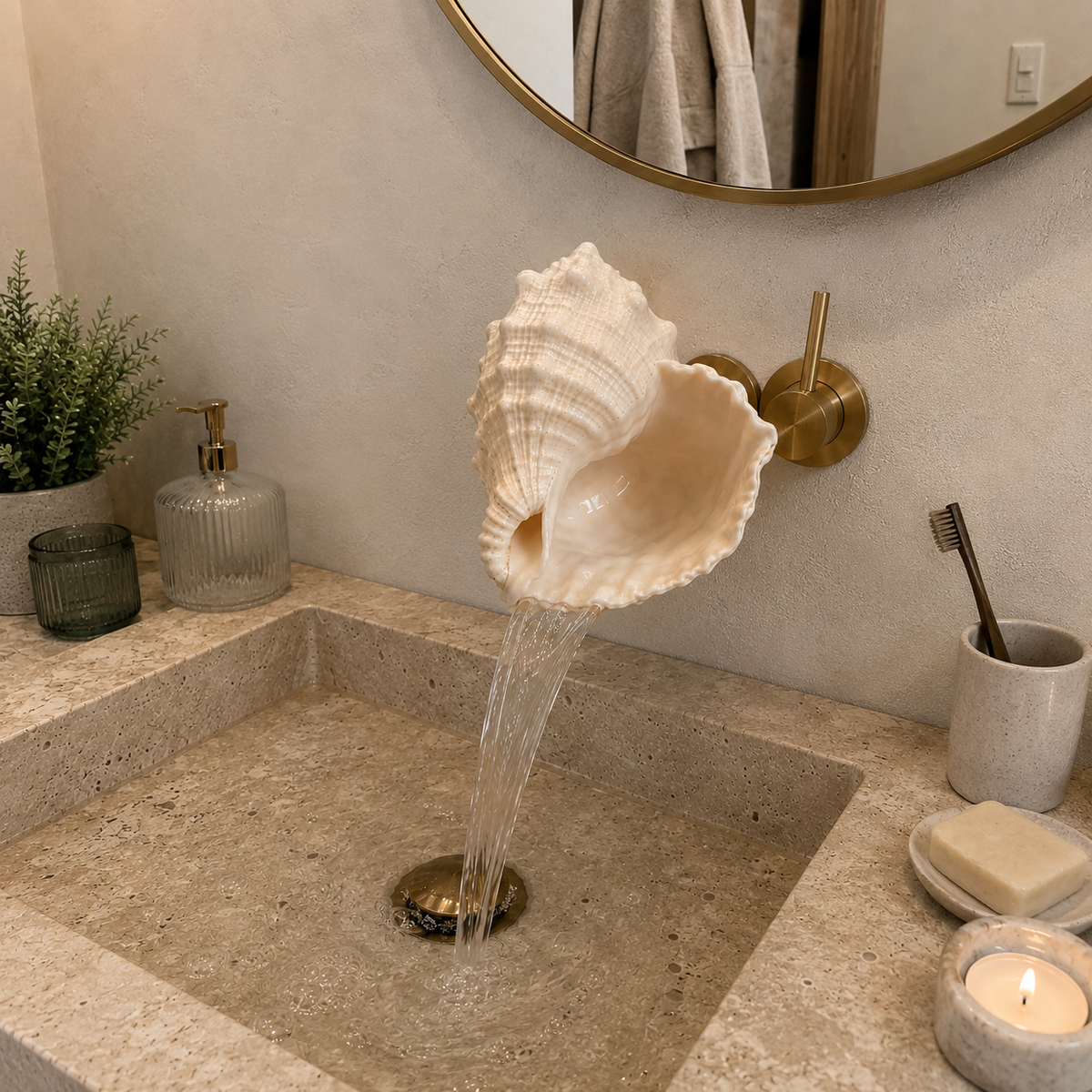 CoastalMuse – Sculptural Waterfall Sink Faucet