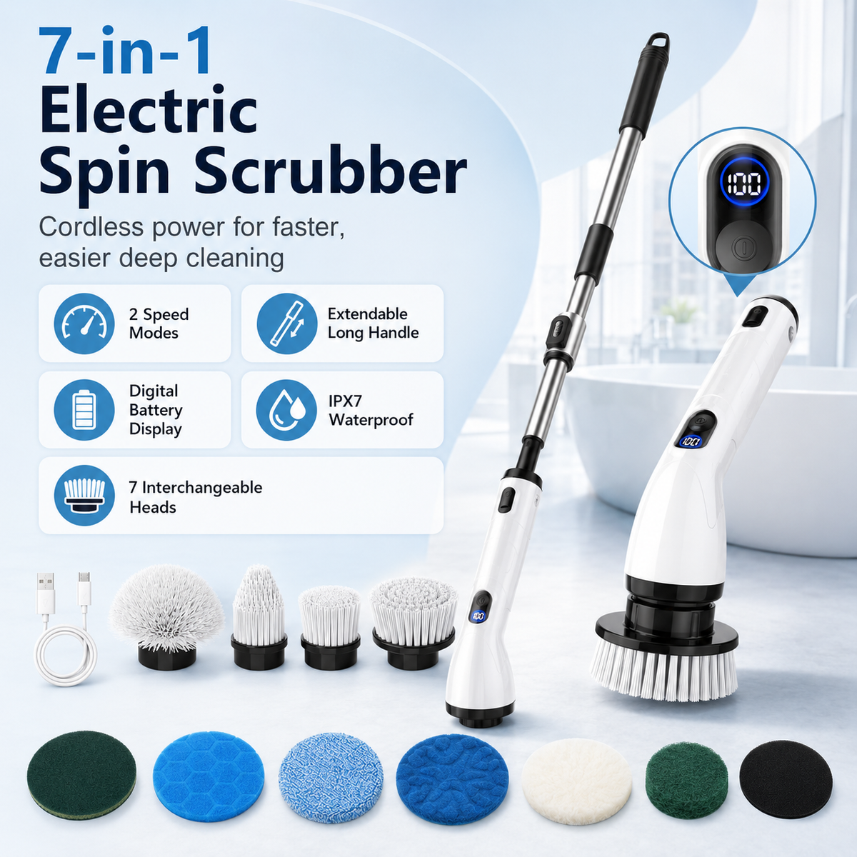 SpinVanta – 7-In-1 Electric Spin Scrubber
