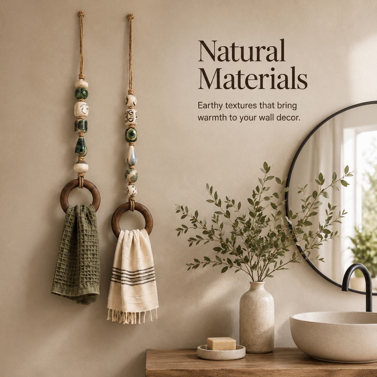 OakLienne – Decorative Beaded Wooden Towel Ring