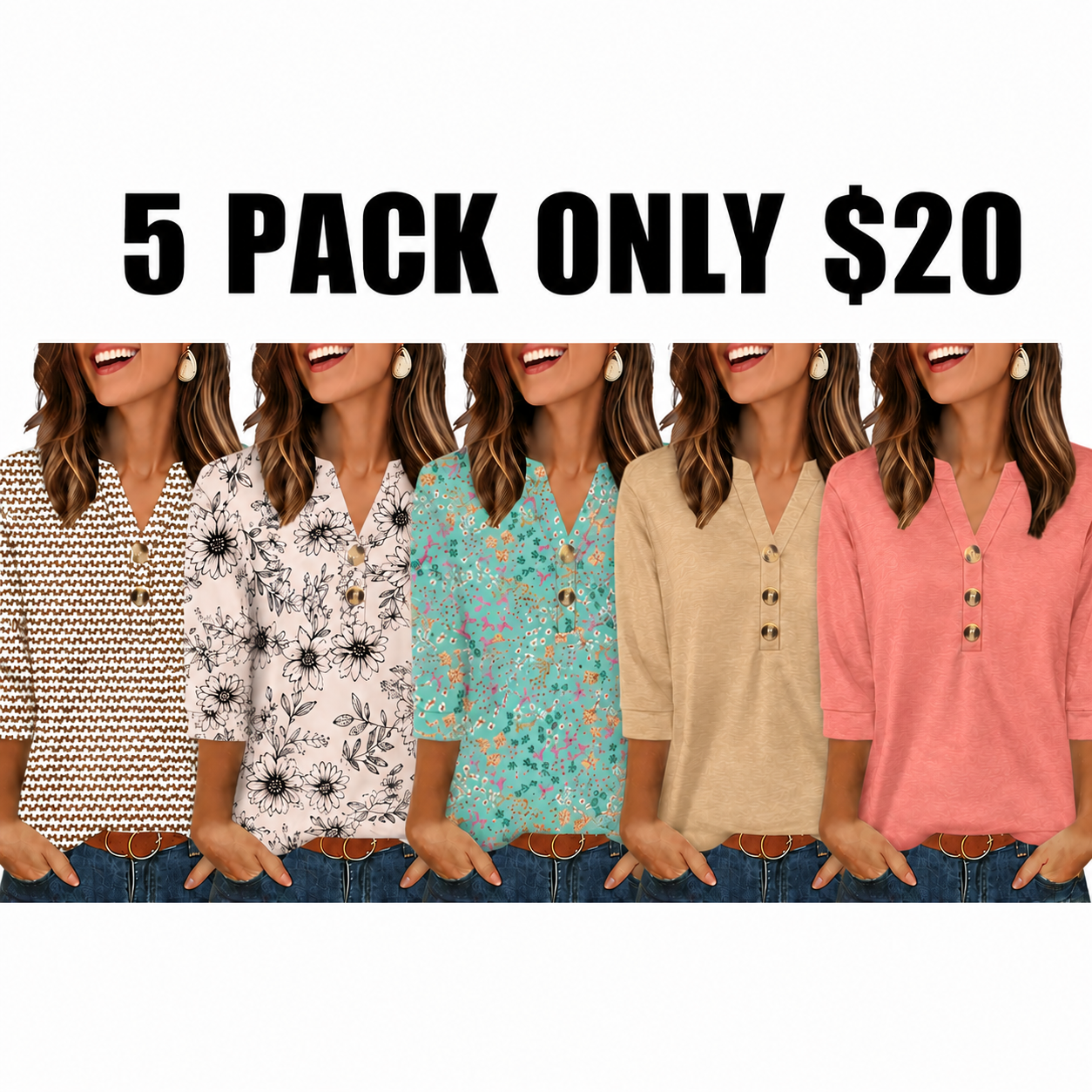 SiennaStyle – Flowy Henley Blouse