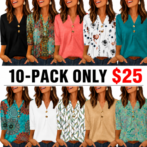 SiennaStyle – Flowy Henley Blouse