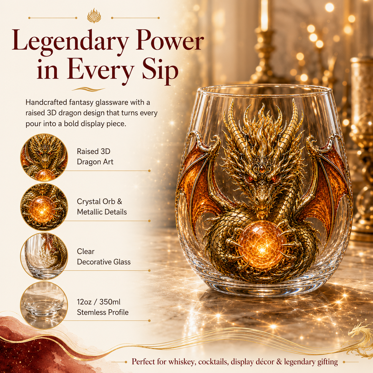 DragonRealm – Fantasy Dragon Whiskey & Cocktail Glass