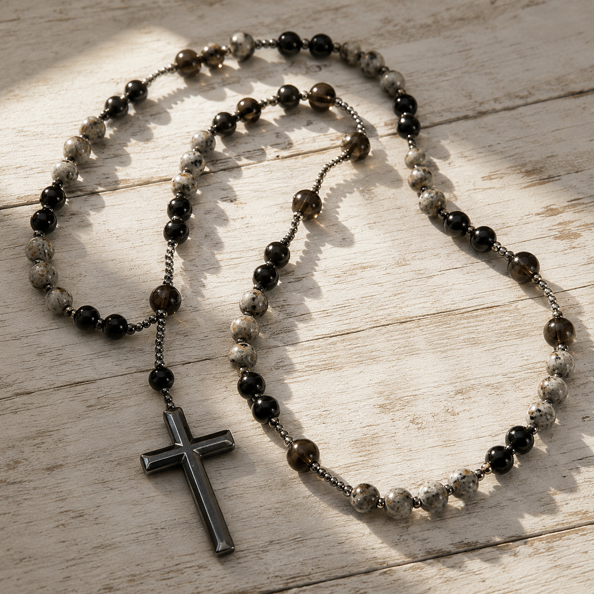 SpiritStone – Unisex Rosary Cross Necklace