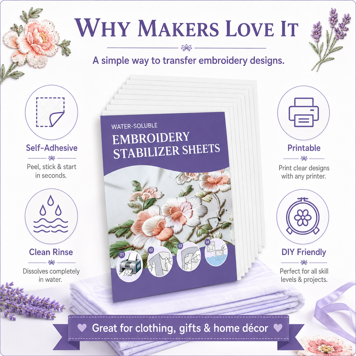 StitchEase – Printable Water-Soluble Embroidery Stabilizer