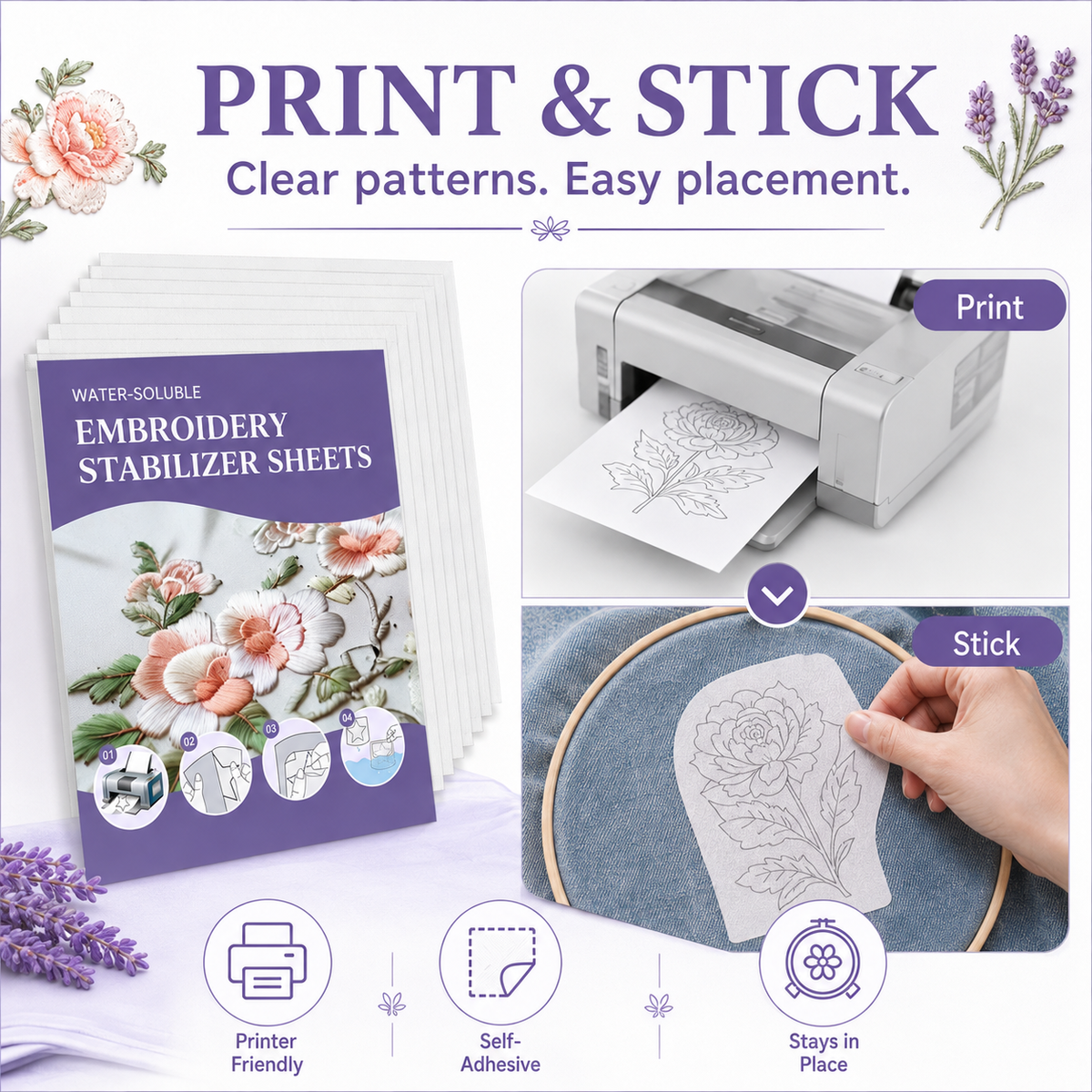 StitchEase – Printable Water-Soluble Embroidery Stabilizer