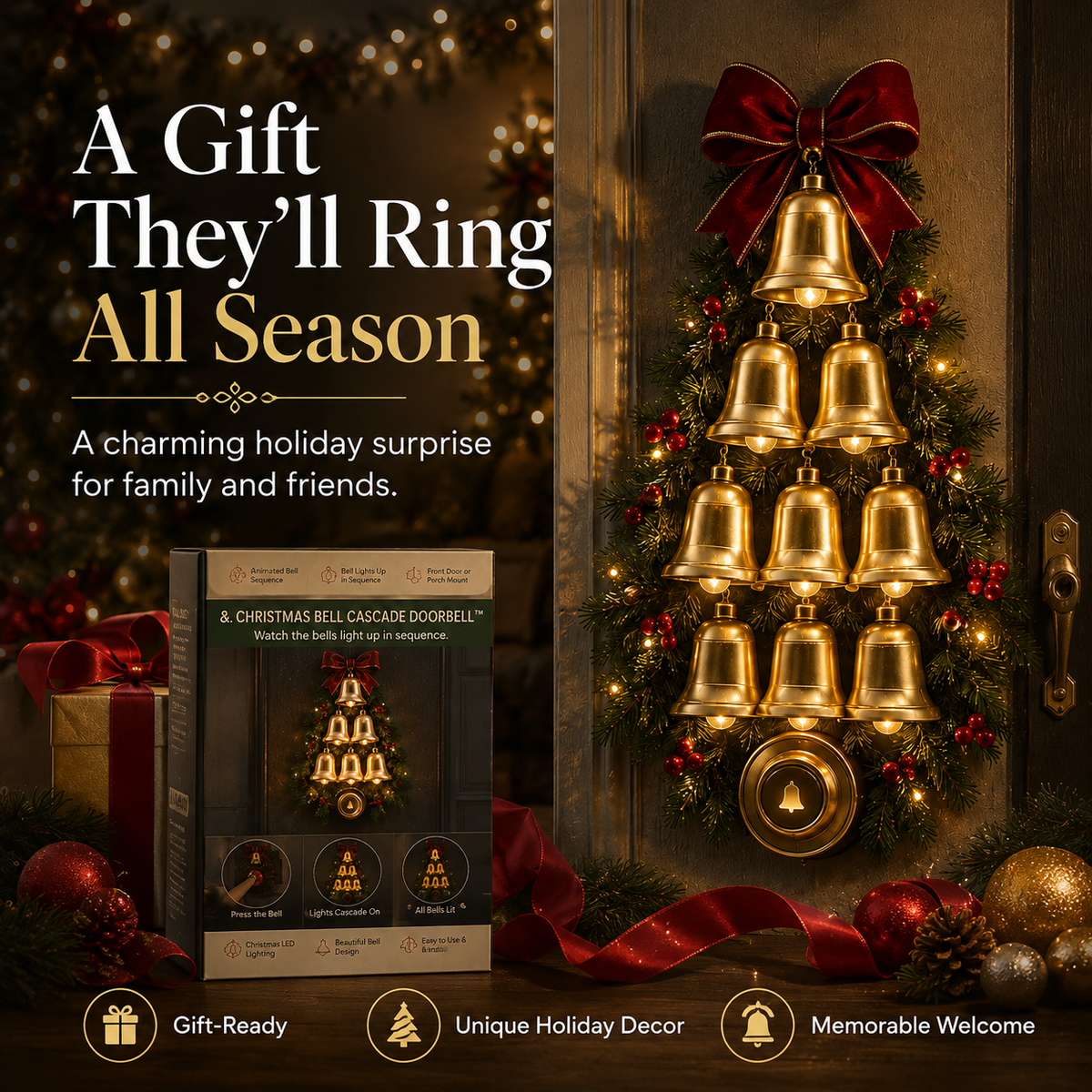 BellBliss – Glowing Christmas Cascade Doorbell