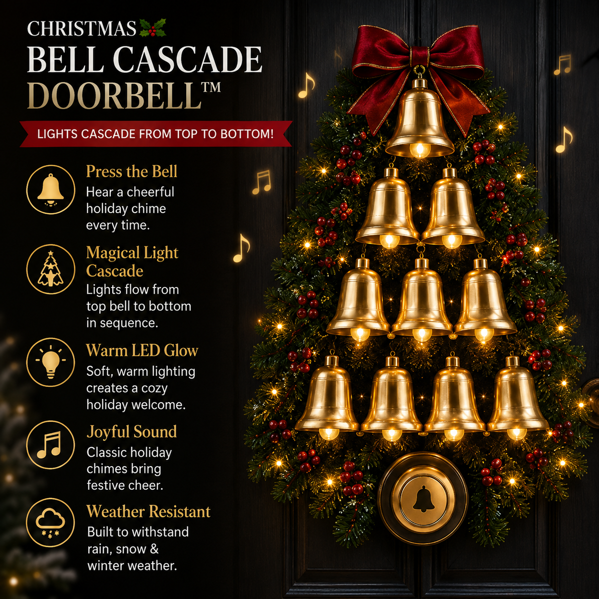BellBliss – Glowing Christmas Cascade Doorbell