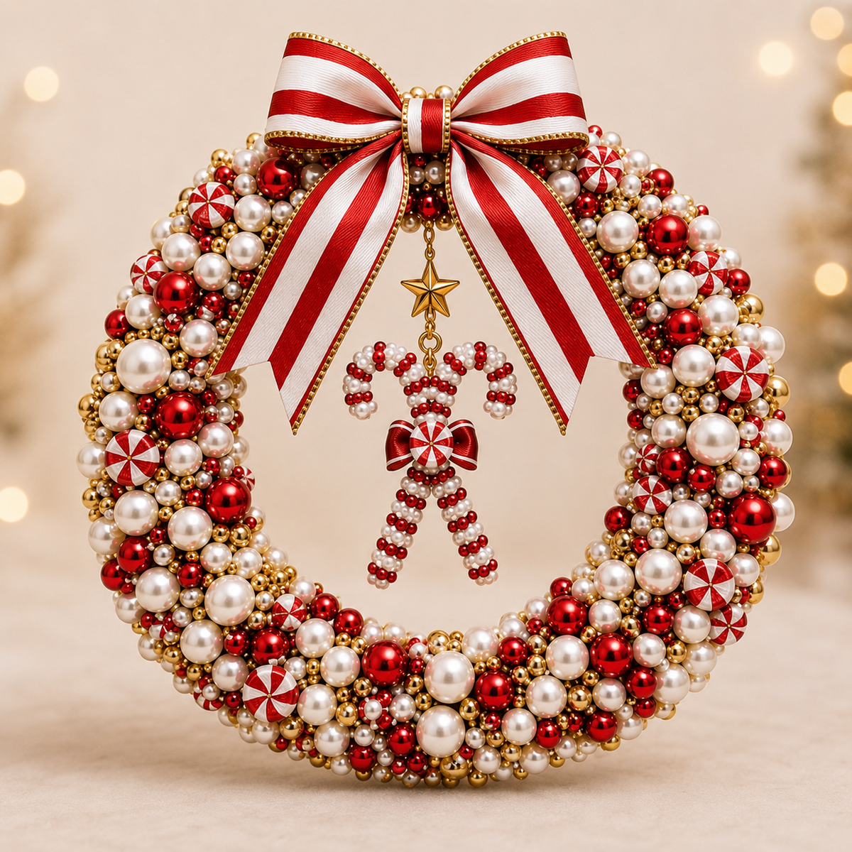 FestiveGlow – DIY Pearl & Bead Christmas Wreath