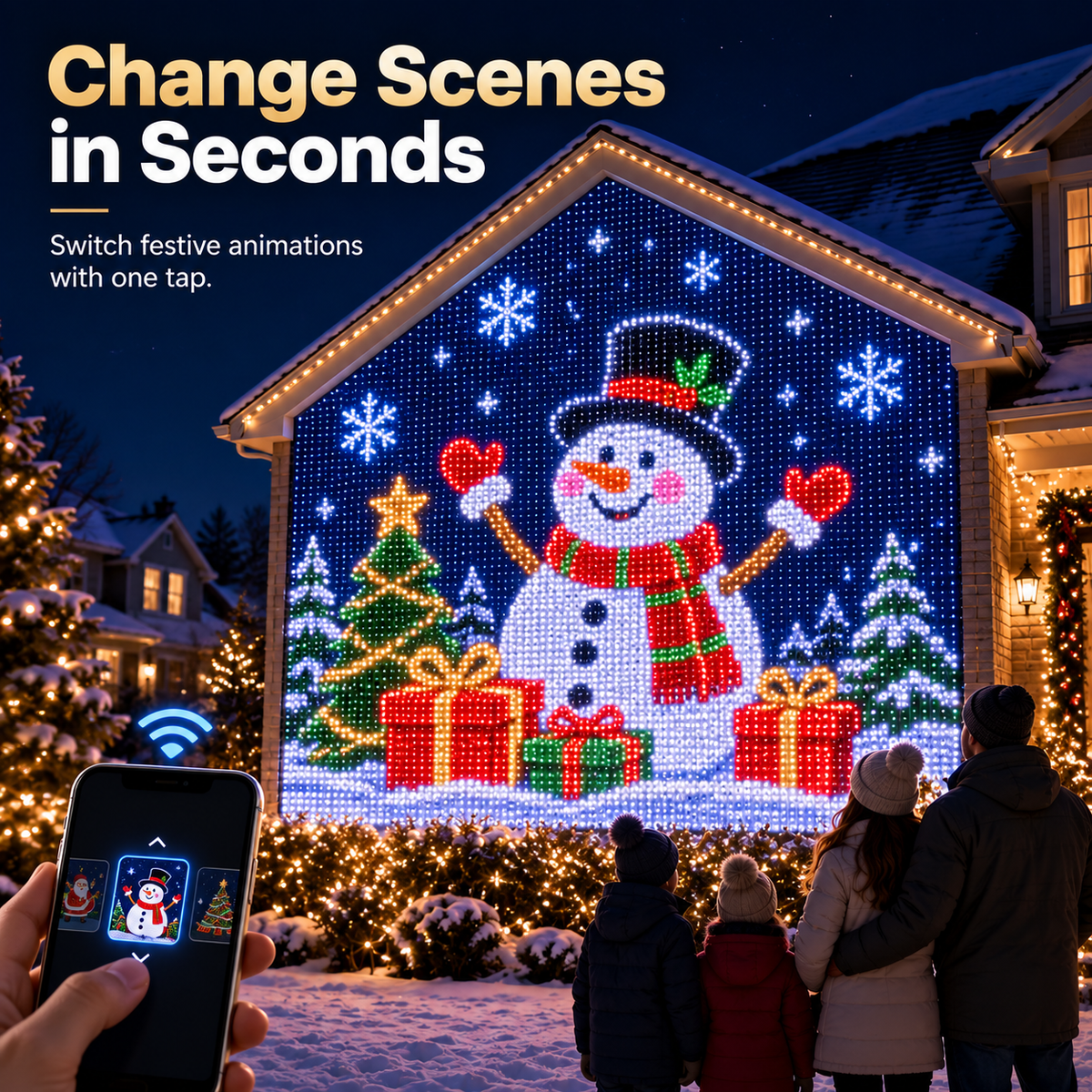 TwinkleHaven – Christmas LED House Net & Outdoor Curtain Lights
