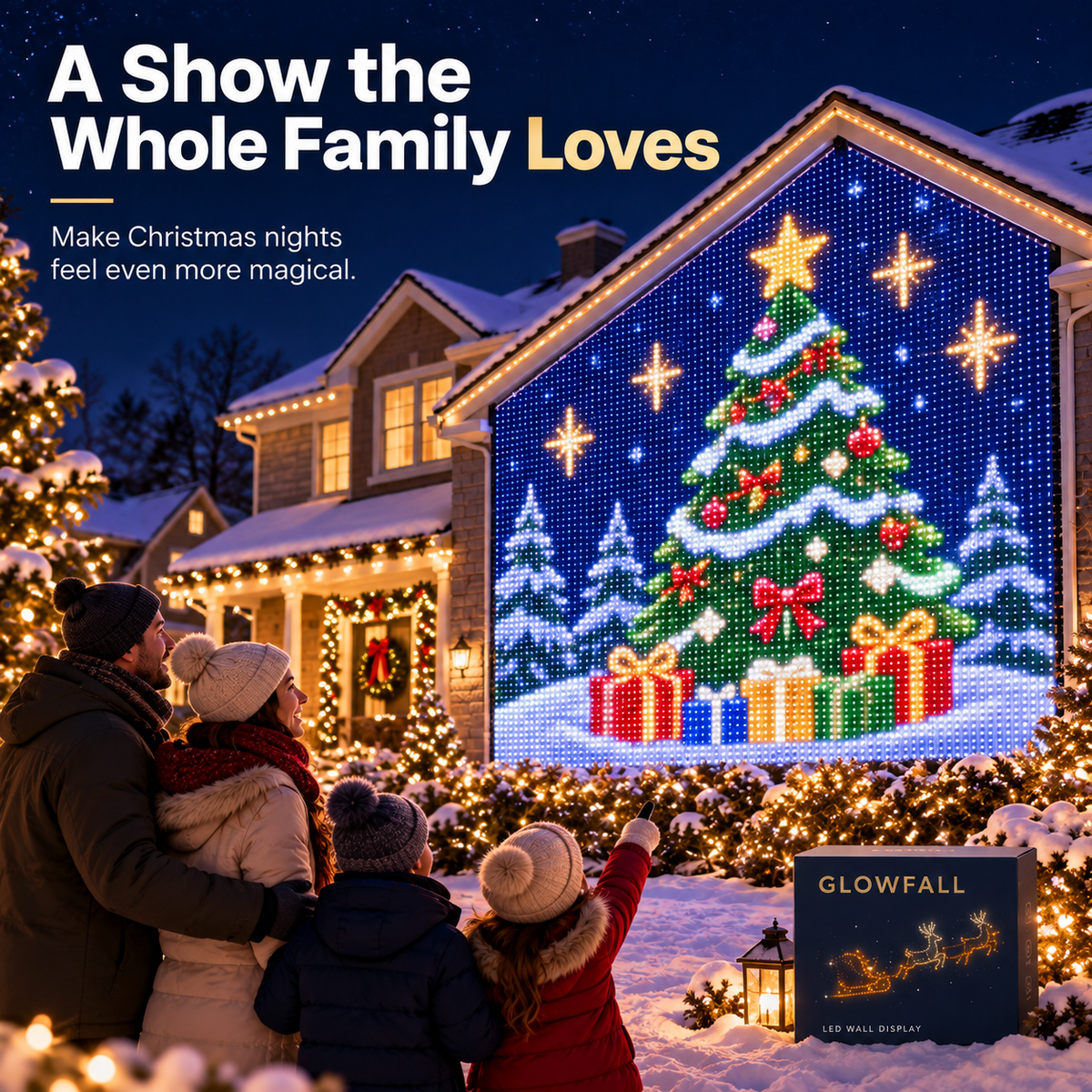 TwinkleHaven – Christmas LED House Net & Outdoor Curtain Lights