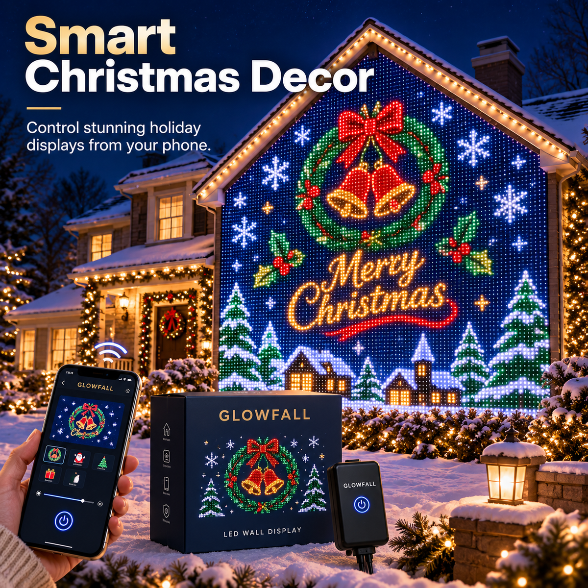 TwinkleHaven – Christmas LED House Net & Outdoor Curtain Lights