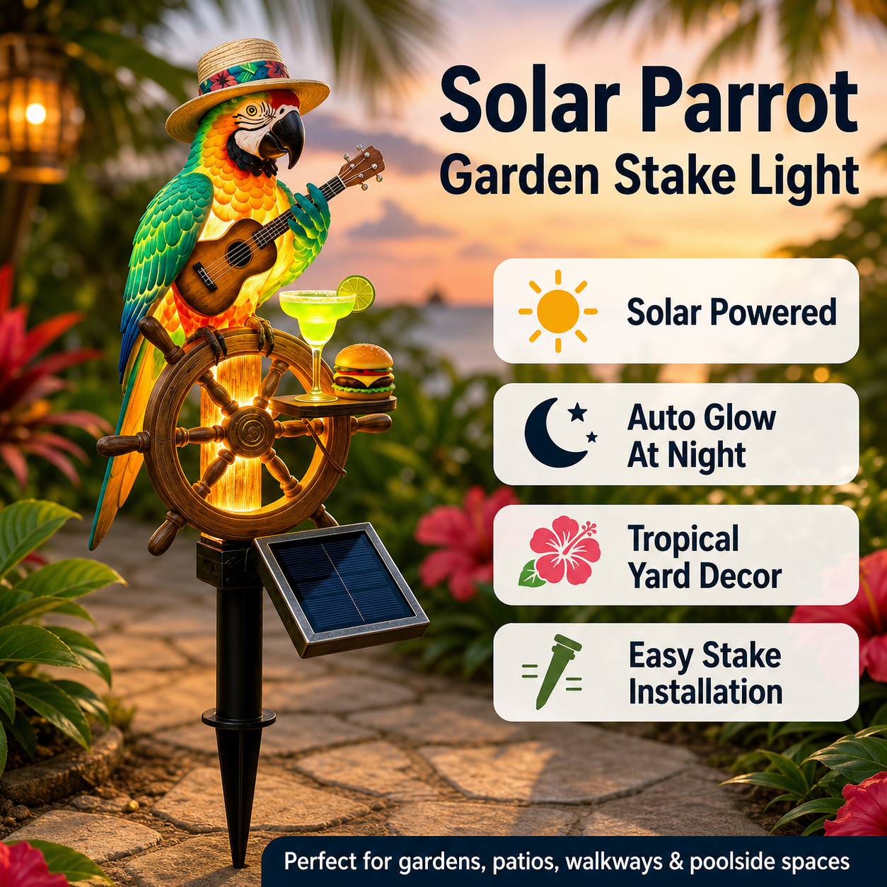 ParadisePerch – Solar Parrot Ornament