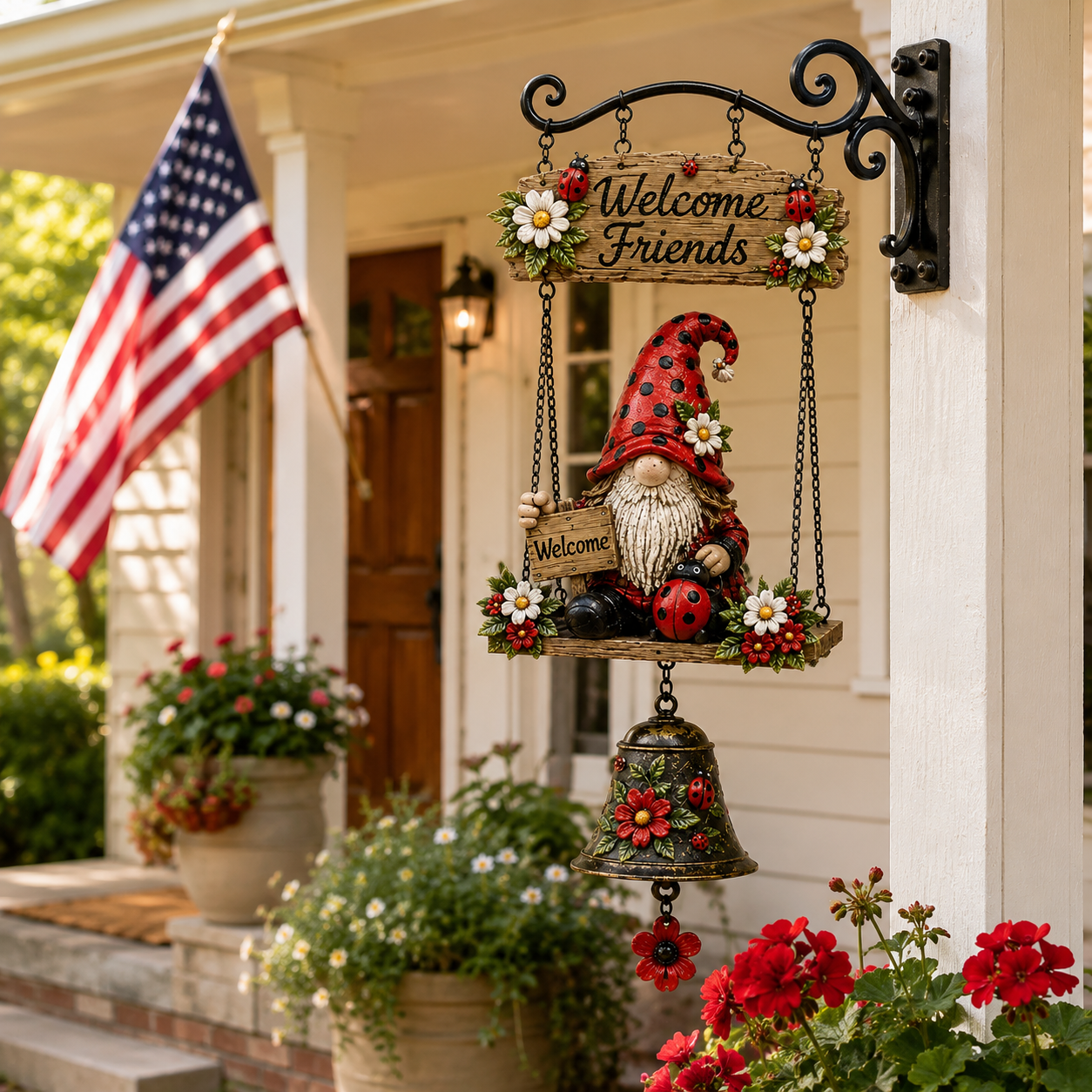 GardenCharm – Welcome Friends Gnome Bell Decor