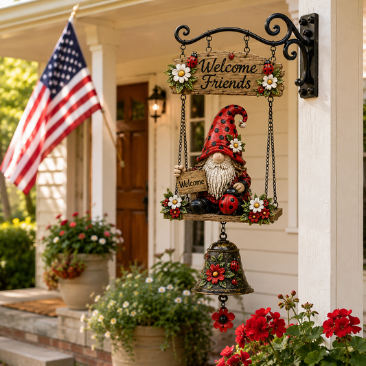 GardenCharm – Welcome Friends Gnome Bell Decor