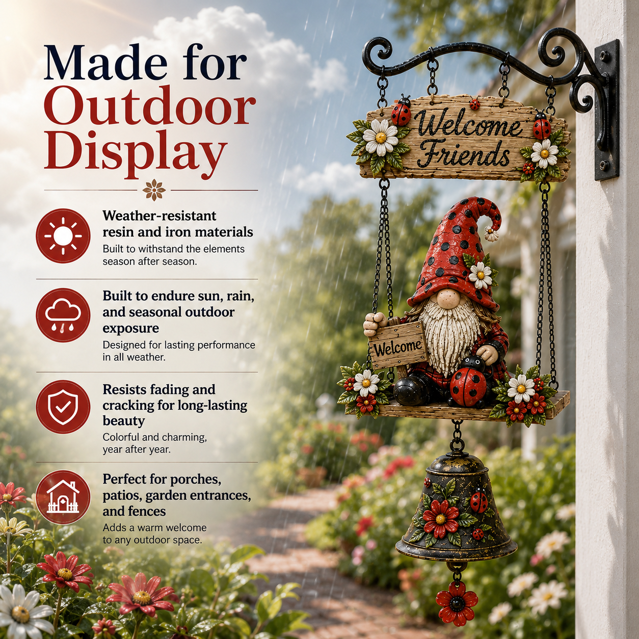 GardenGlow – Ladybug Gnome Welcome Sign