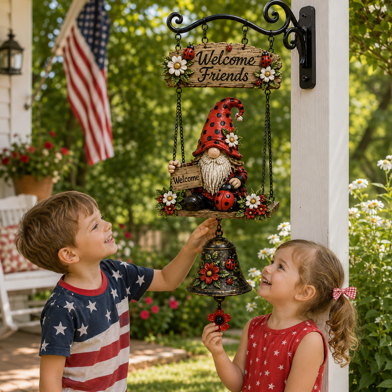 GardenGlow – Ladybug Gnome Welcome Sign