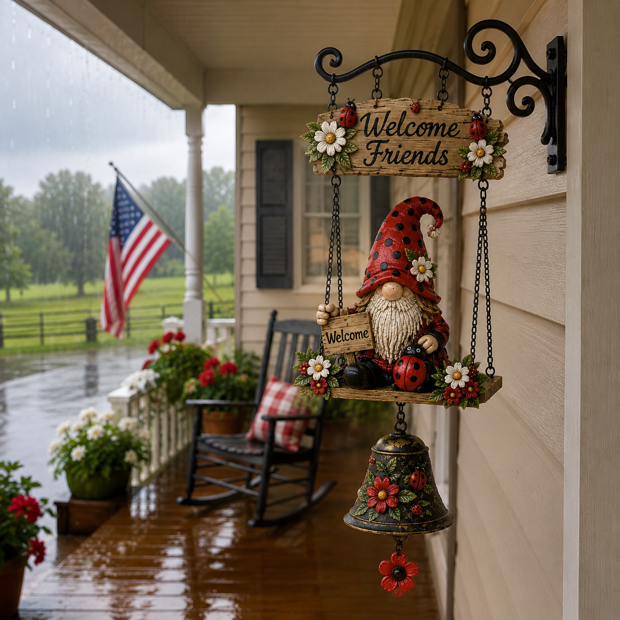 GardenCharm – Welcome Friends Gnome Bell Decor