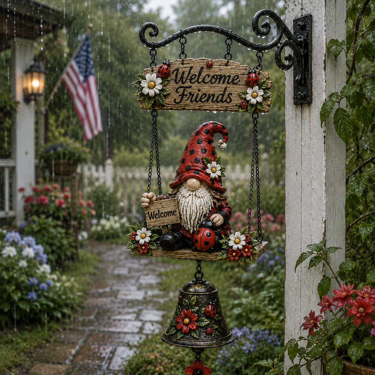 GardenGlow – Ladybug Gnome Welcome Sign