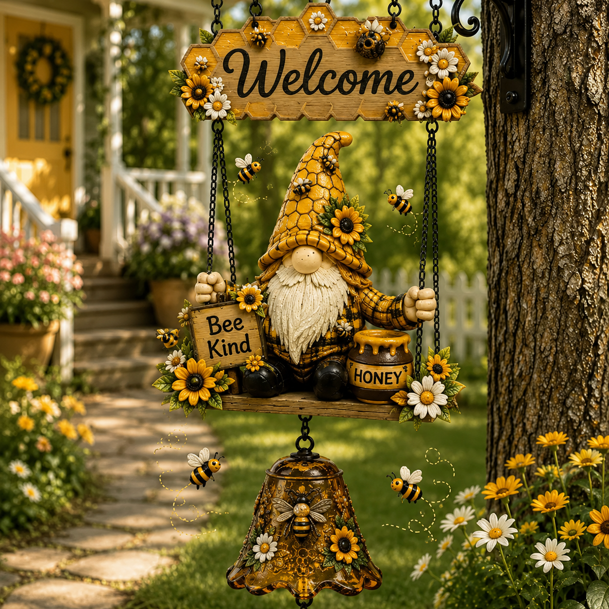 GardenGlow – Ladybug Gnome Welcome Sign