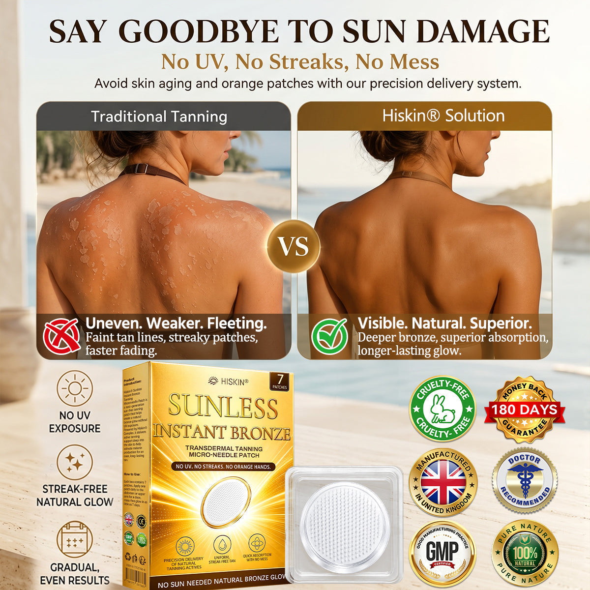 ☀️𝐒𝐮𝐧𝐥𝐞𝐬𝐬 𝐈𝐧𝐬𝐭𝐚𝐧𝐭 𝐁𝐫𝐨𝐧𝐳𝐞 𝐓𝐚𝐧𝐧𝐢𝐧𝐠 𝐌𝐢𝐜𝐫𝐨𝐧𝐞𝐞𝐝𝐥𝐞 𝐏𝐚𝐭𝐜𝐡 🇬🇧  (𝐉𝐮𝐬𝐭 𝐨𝐧𝐜𝐞 𝐚 𝐝𝐚𝐲) 𝐕𝐢𝐬𝐢𝐛𝐥𝐞 𝐁𝐫𝐨𝐧𝐳𝐞 𝐆𝐥𝐨𝐰 𝐢𝐧 𝟕 𝐃𝐚𝐲𝐬 ✅ 𝐍𝐨 𝐔𝐕, 𝐍𝐨 𝐎𝐫𝐚𝐧𝐠𝐞, 𝐍𝐨 𝐒𝐭𝐫𝐞𝐚𝐤𝐬, 𝐍𝐨 𝐃𝐇𝐀, 𝐍𝐨 𝐌𝐞𝐬𝐬.