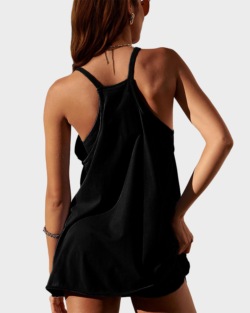 SoléaMove – Casual Built-In Shorts Sleeveless Mini Dress