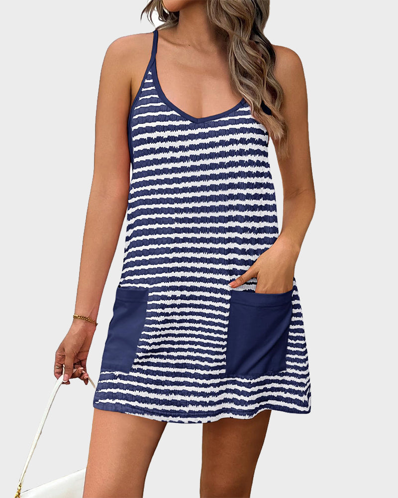 SoléaMove – Casual Built-In Shorts Sleeveless Mini Dress
