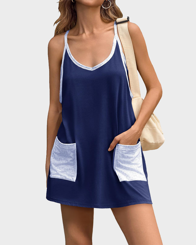 SoléaMove – Casual Built-In Shorts Sleeveless Mini Dress