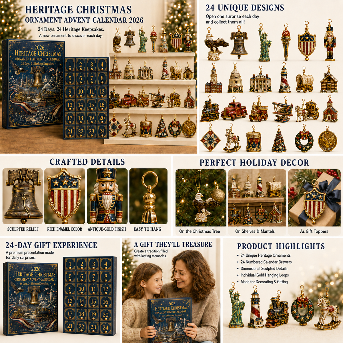 LibertyHeirloom – America 250th Anniversary Ornament Set
