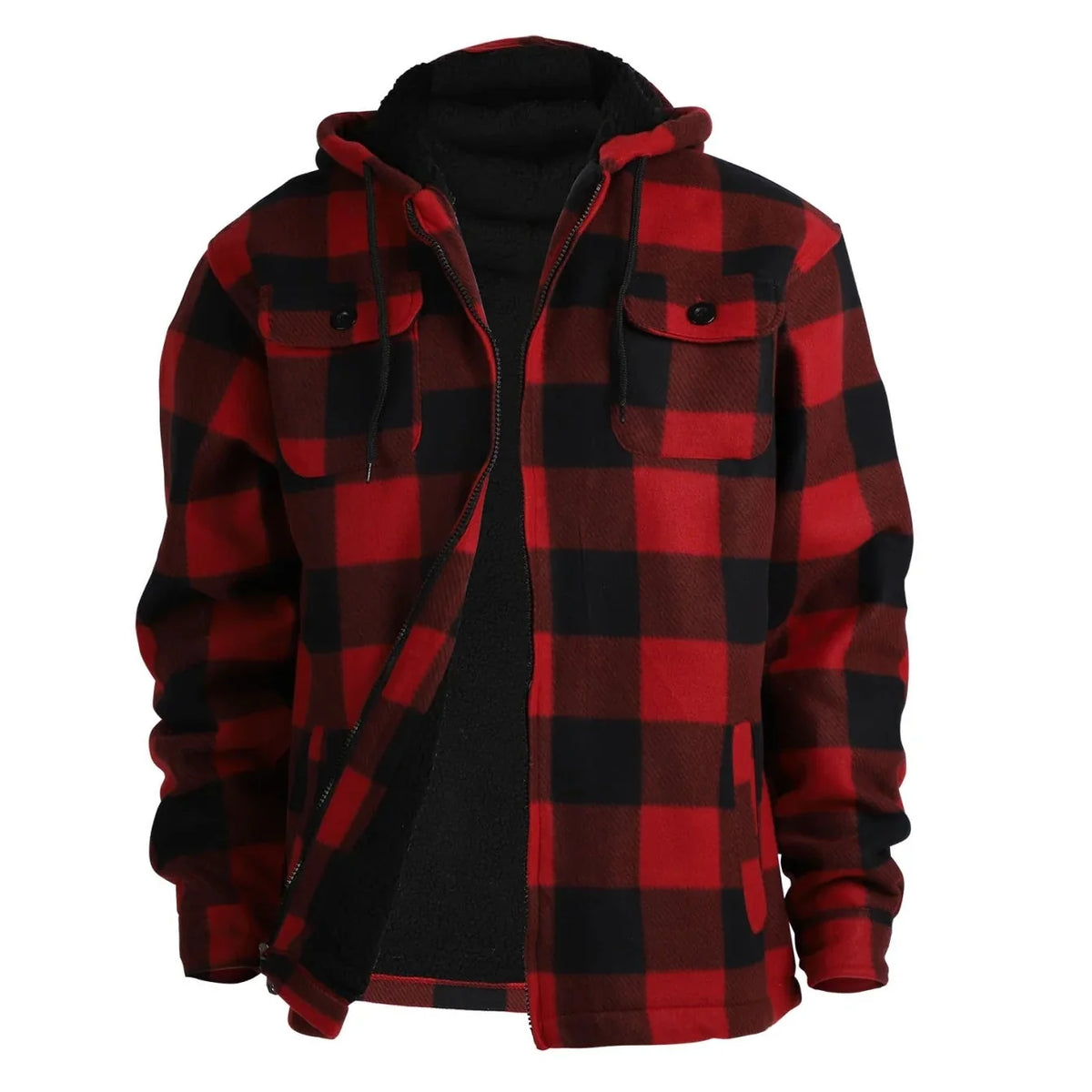 EmberLoom – Men’s Crimson Plaid Cold-Weather Jacket