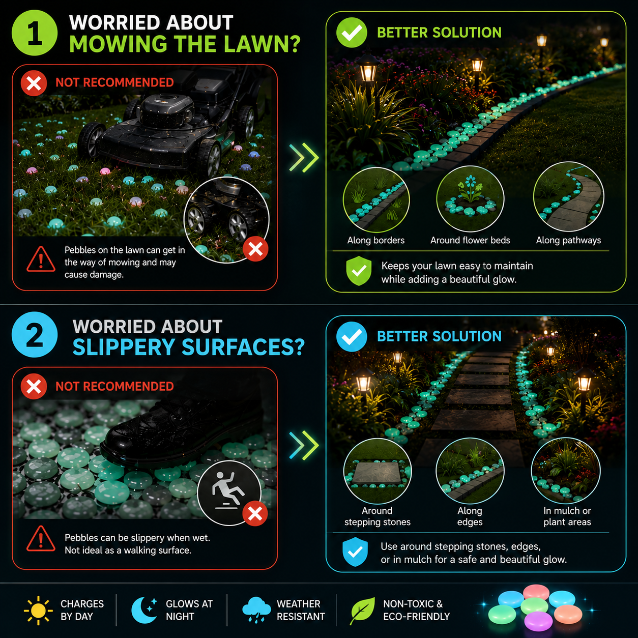 Colorful Glow-in-the-Dark Garden Stones