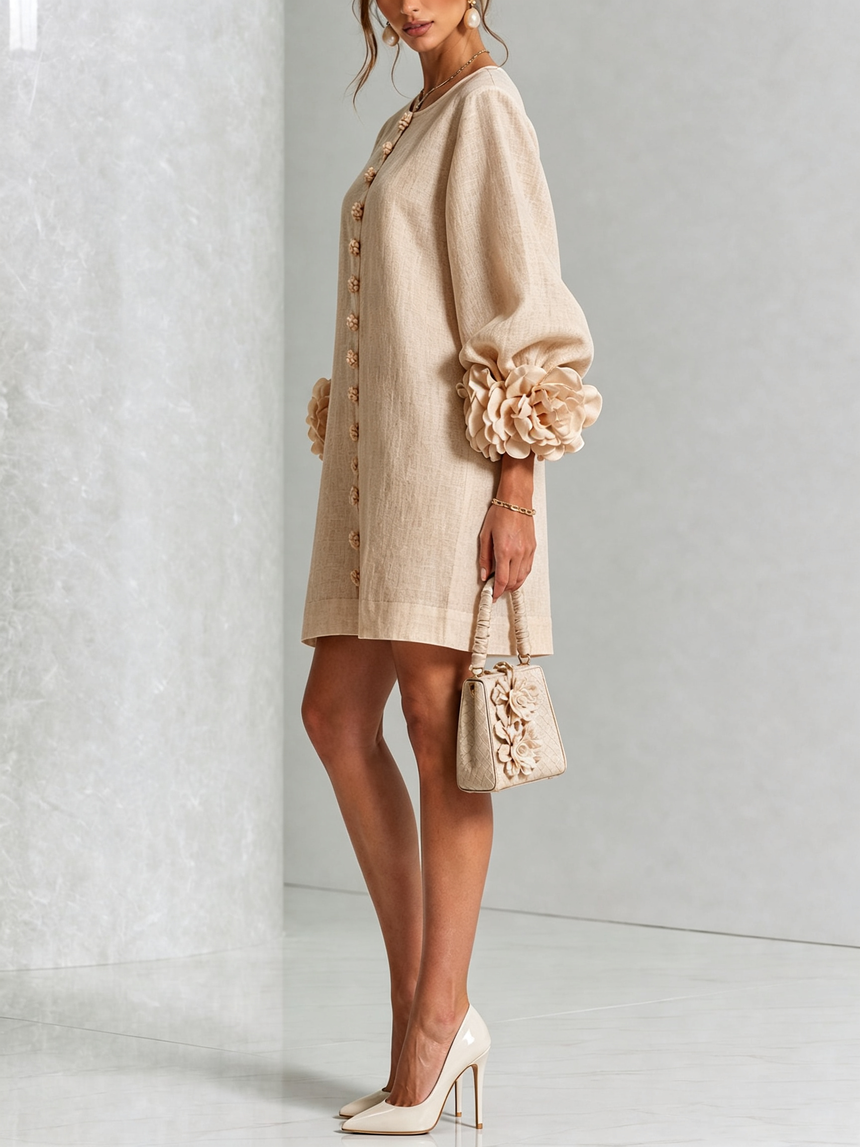 SoléaBloom – Floral Button-Down Mini Dress