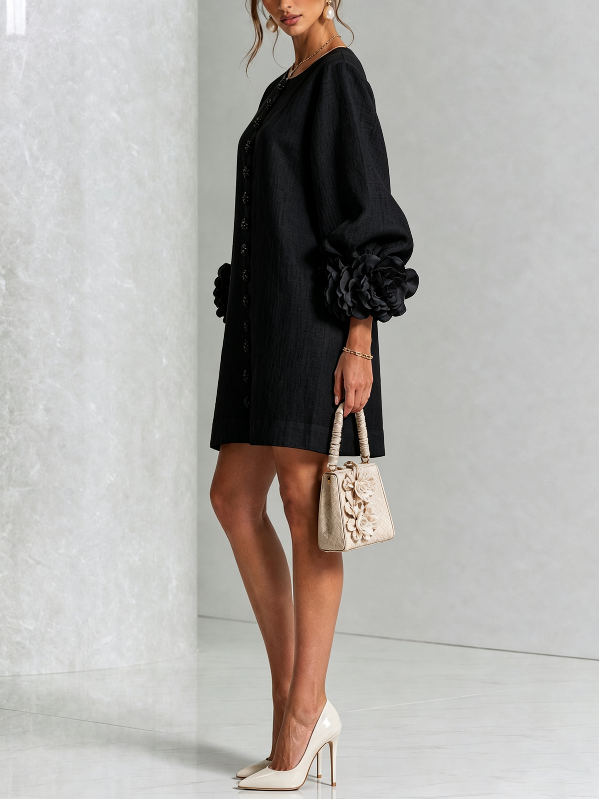 SoléaBloom – Floral Button-Down Mini Dress