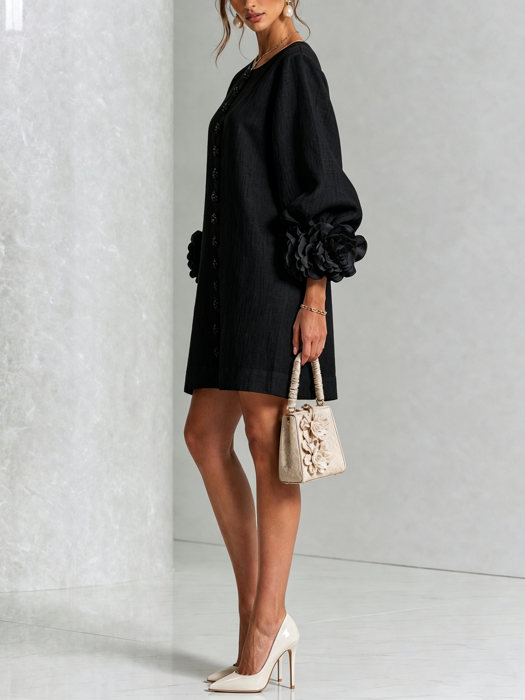 SoléaBloom – Floral Button-Down Mini Dress