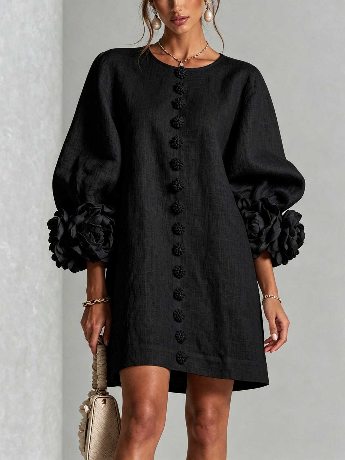 SoléaBloom – Floral Button-Down Mini Dress