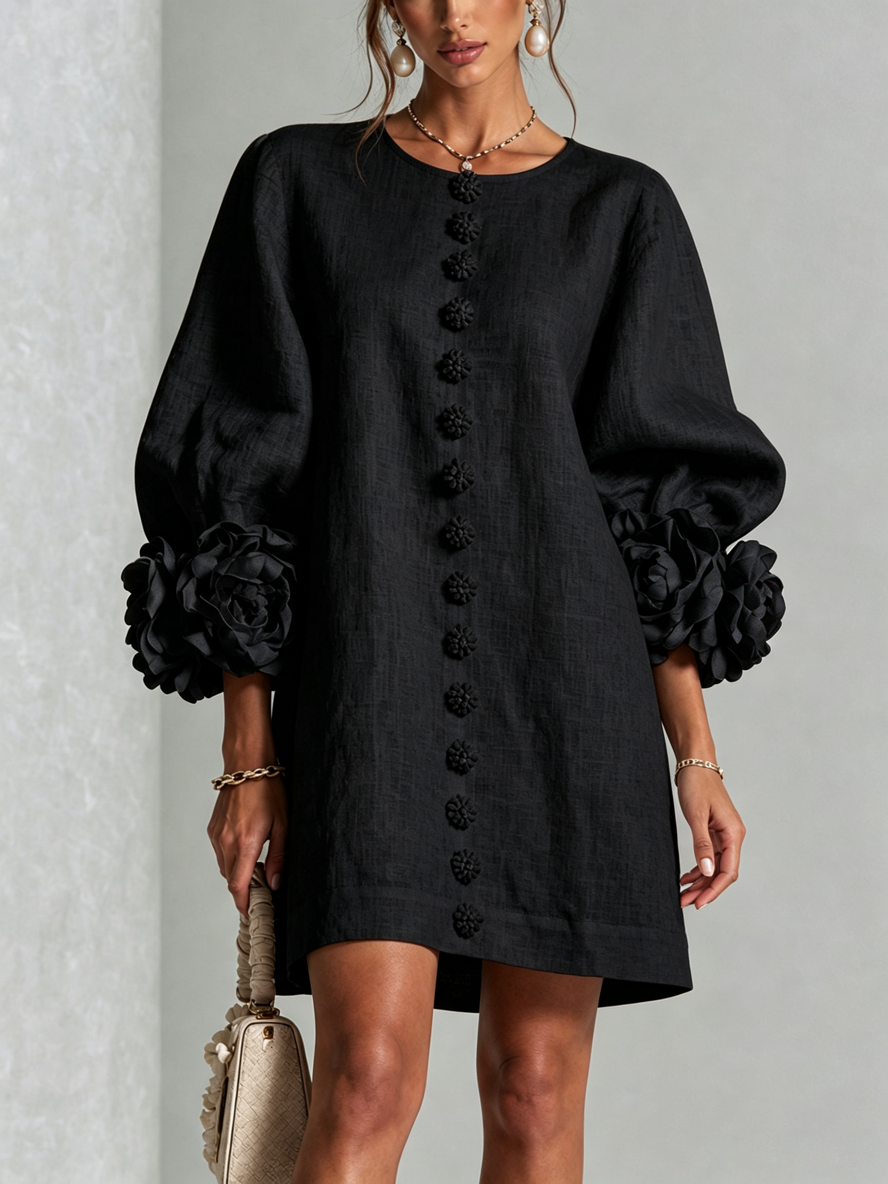 SoléaBloom – Floral Button-Down Mini Dress